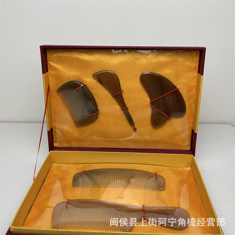 Horn Comb Gift Set Premium Ox Horn Hair Comb for Long Hair Home Use Elegant Festival Gift Box quality and texture
