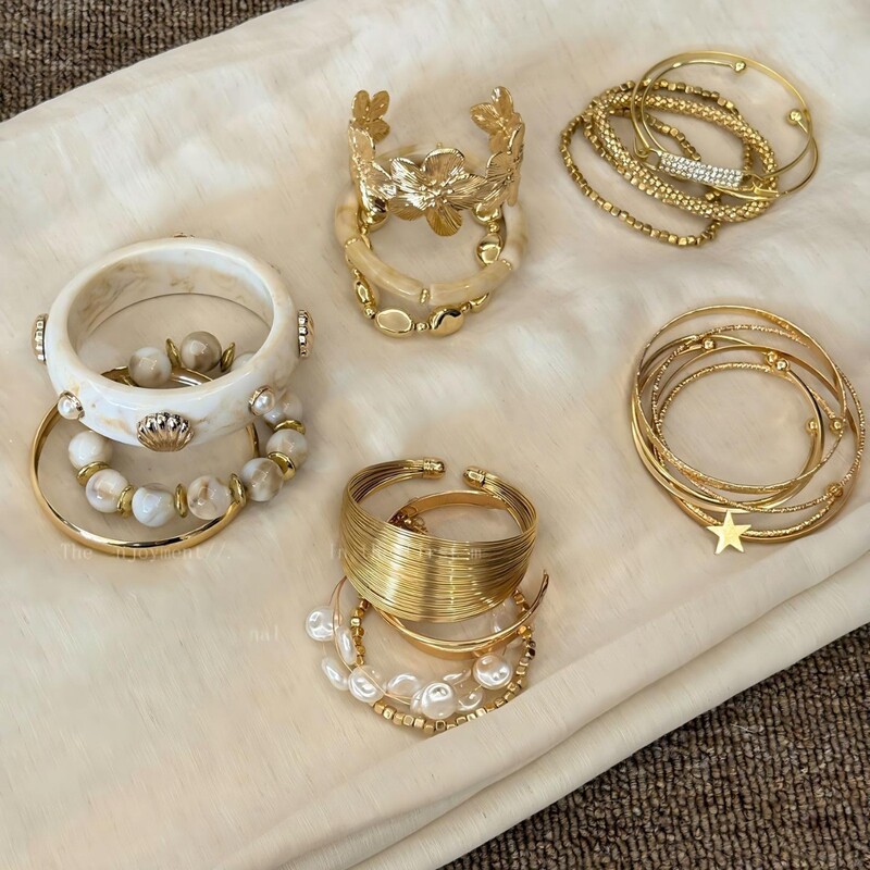 Gilded Old Dreams~ Vintage Gold Set of Layered Bracelets for Women, Vacation Style, Unique Bracelets, Statement Jewelry Gilded Old Dreams~ Vintage Gold Set of Layered Bracelets for Women, Vacation Style, Unique Bracelets, Statement Jewelry
