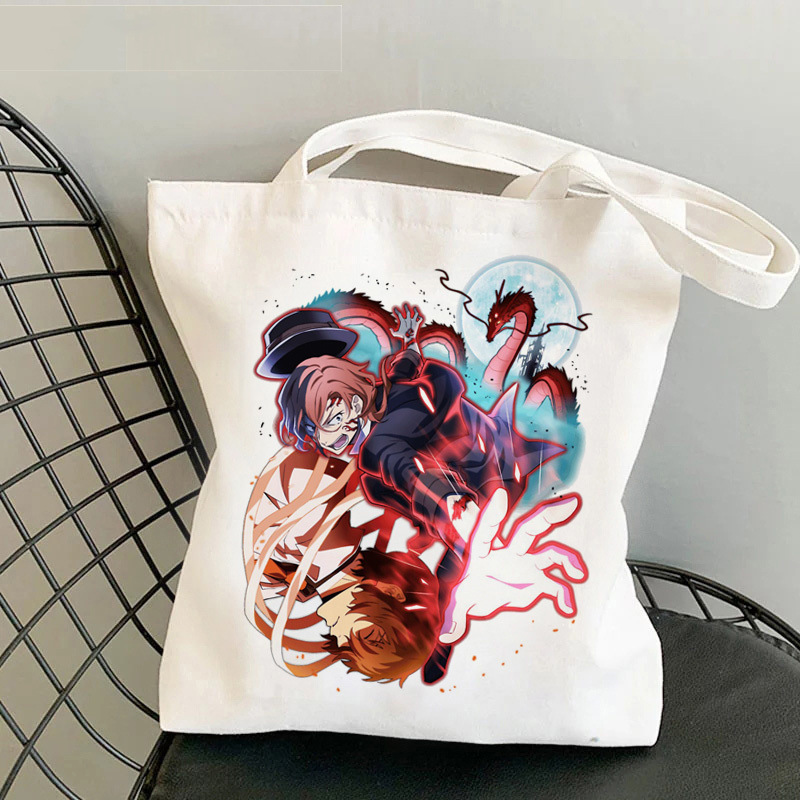 Comercio extranjero transfronterizo Bungou Stray Dogs impresión bolsa de lona Harajuku bolsa de hombro bolsa de moda bolsa de compras