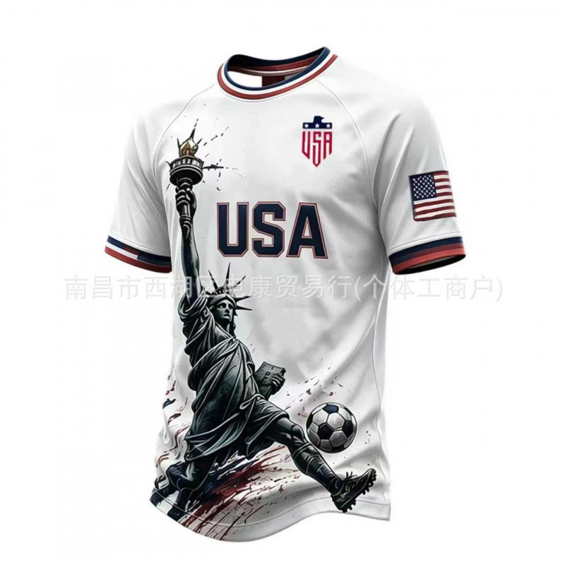26USA New Cross-Border World Cup Football Baseball T-Shirt 3D Print Unisex Round Neck Breathable Short Sleeve Multiple Styles 26USA New Cross-Border World Cup Football Baseball T-Shirt 3D Print Unisex Round Neck Breathable Short Sleeve Multiple Styles