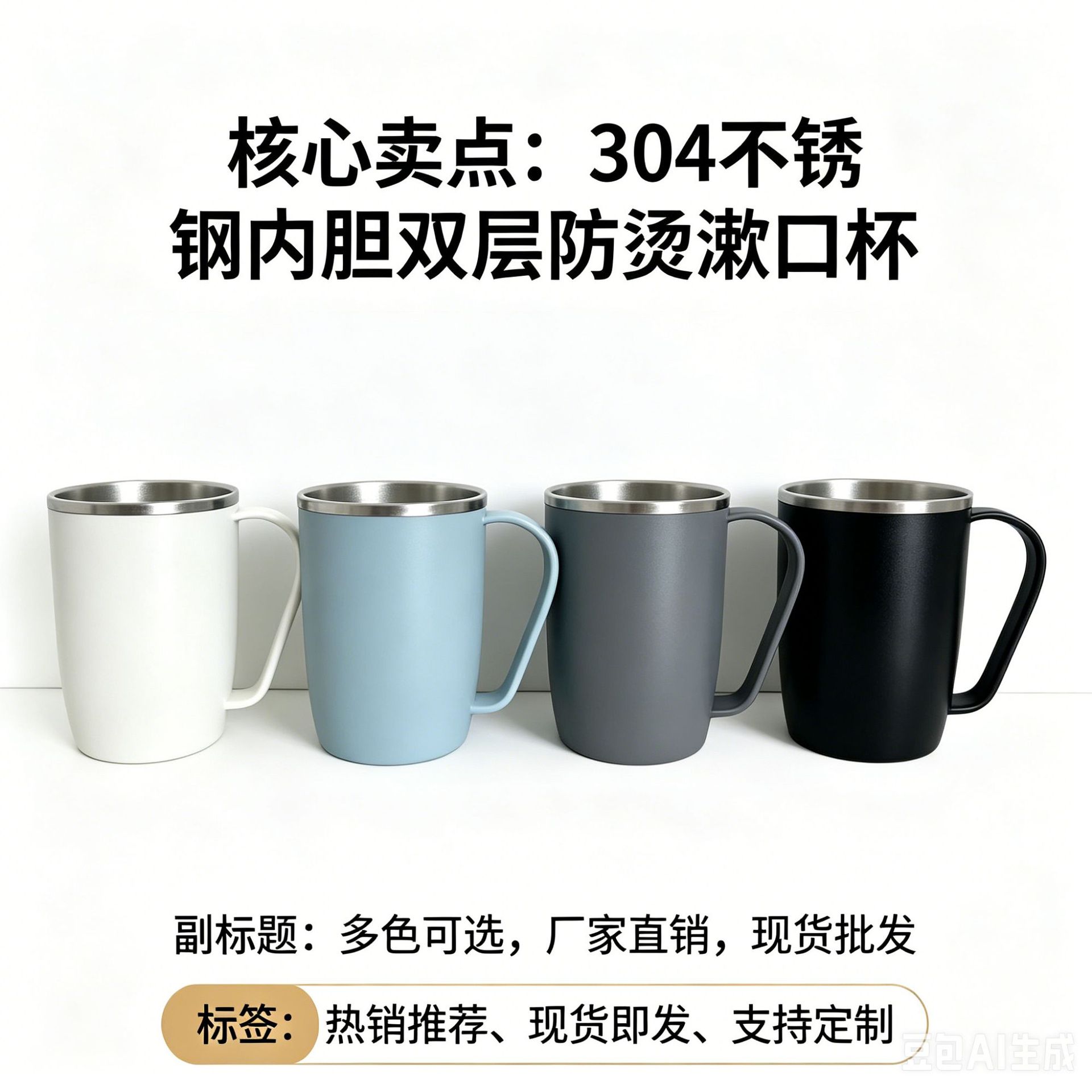 Double-Layer Stainless Steel Coffee Cup, Portable Wash Cup, Toothbrush Cup, Toothbrush Holder, Children's Simple Mouthwash Cup
