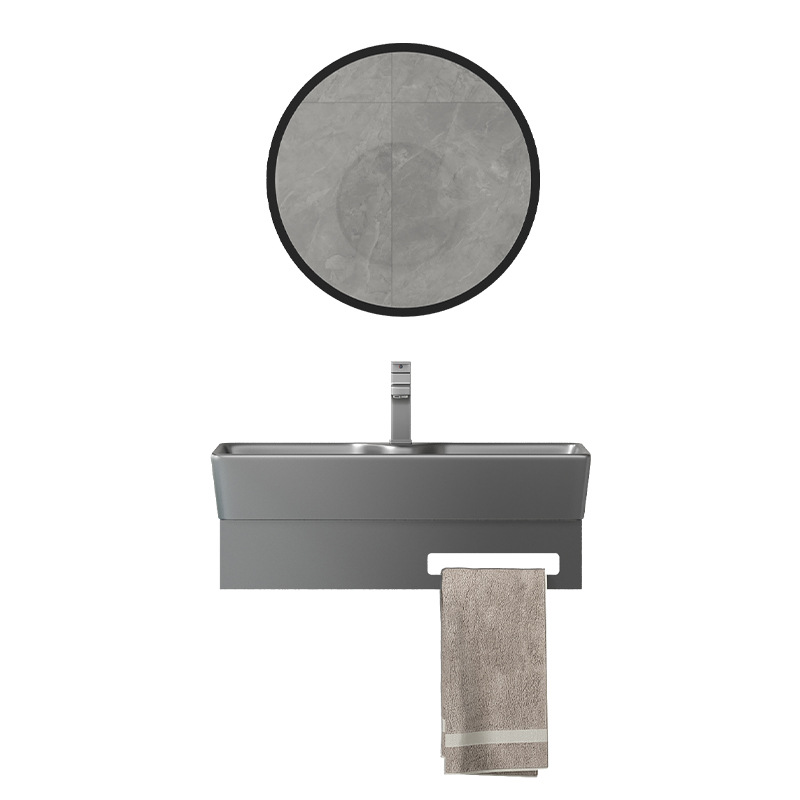 Soporte de acero inoxidable cuenca colgada en la pared gabinete de baño alta temperatura integral cuenca cerámica lavabo de mano con control de toalla de baño doméstico