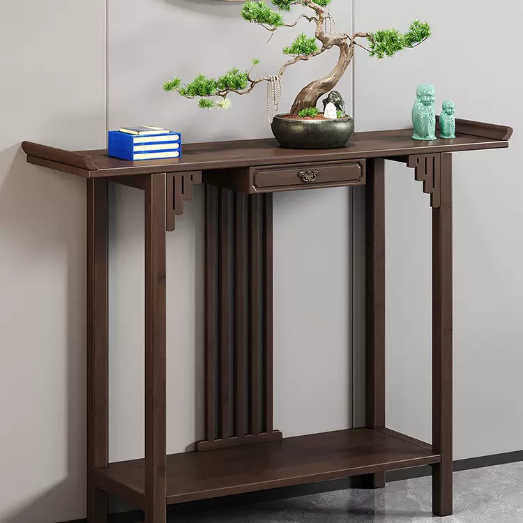 新中式玄关柜现代简约玄关桌禅意客厅进门条案中堂供桌端景台窄款