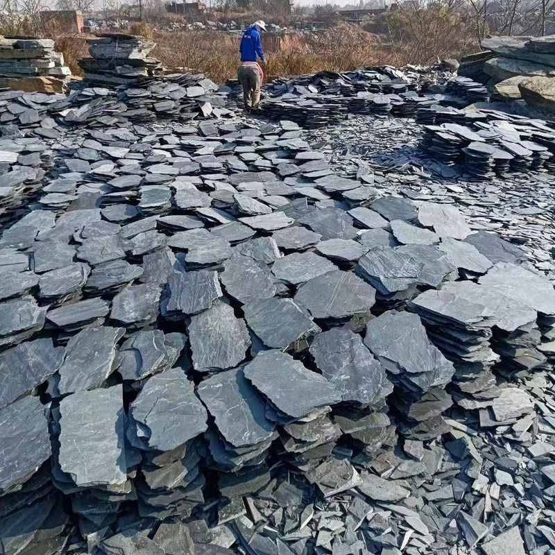 板岩片石不規則水底片石ビル庭公園池石黒青石板岩文化石|undefined