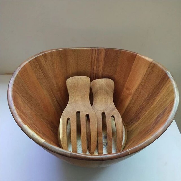Juego de cuencos de madera de acacia Ensalada de comida Cuencos redondos Personalidad Ensalada japonesa Creativa Cuencos de frutas Bibimbap