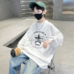 Children's Spring/Autumn Style Hoodie 2024 New Arrival Medium/Large Unisex Youth Fashion Trendy Youth Inner Base T-shirt