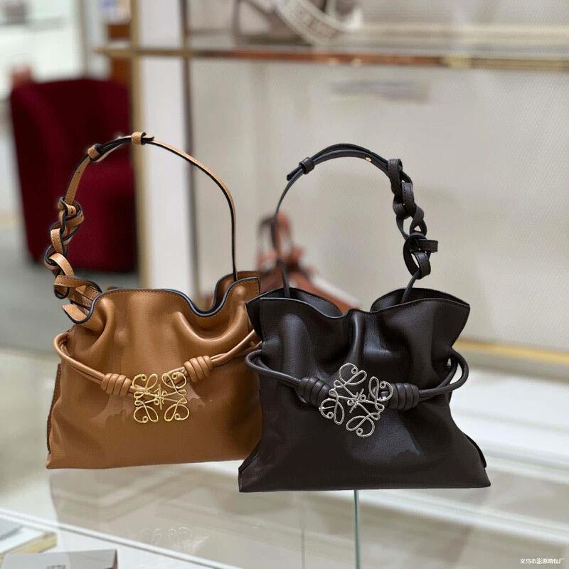 26 New Models of Luo Jia Genuine Leather Lucky Bag Shoulder Bags, Cloud Bags, Drawstring Pleated Chain Handbags for Women, Cross-Border