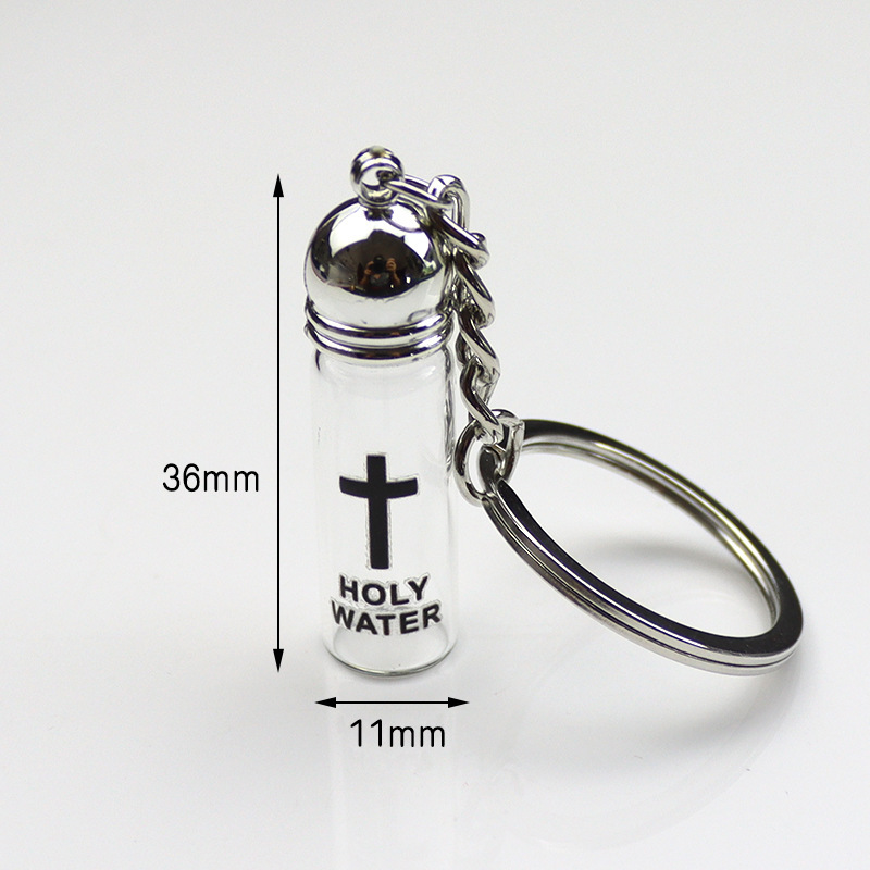 跨境Holy Water Bottle圣水瓶玻璃小瓶吊坠教堂洗礼十字架瓶|undefined