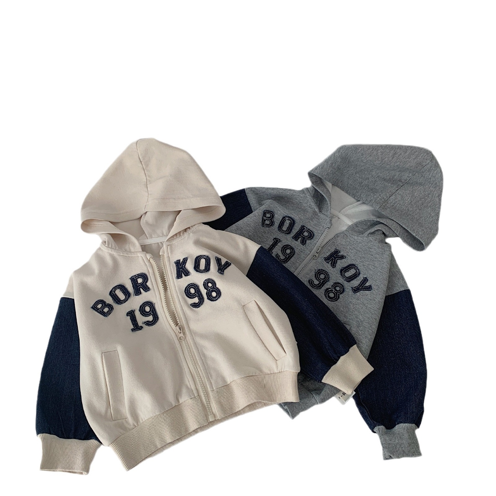 Maibao niños abrigo 2024 primavera nuevos y niñas Denim costura cardigan estilo occidental casual Top ropa de moda