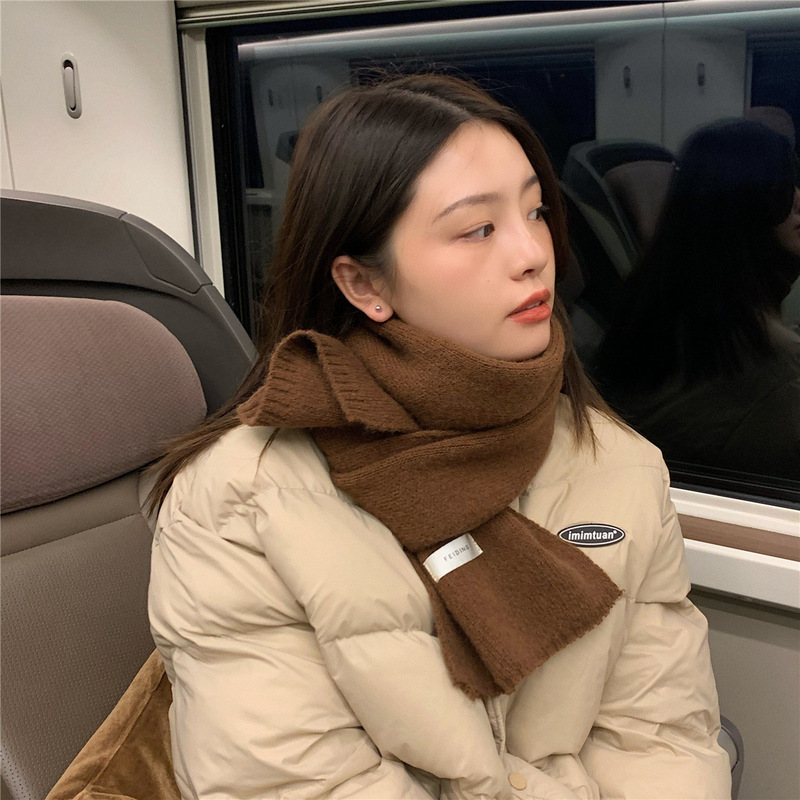 韓国版ins保温純色模造カシミヤマフラー女性秋冬百合ファッション学生ニットマフラー男性新作|undefined