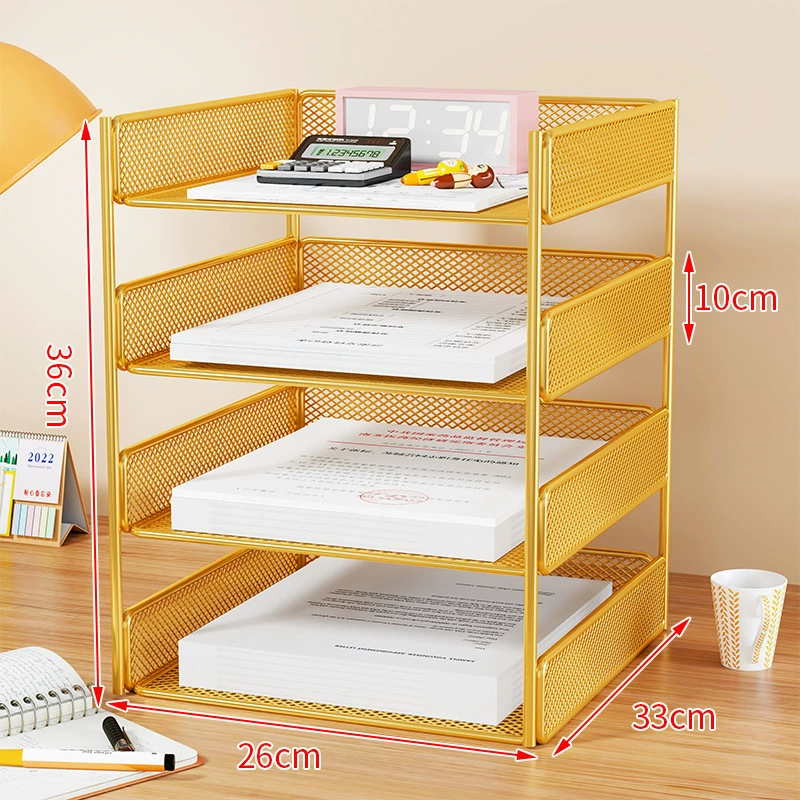 Metal document organizer — reinforced mesh storage box, 2–5 tiers, vertical or horizontal layout