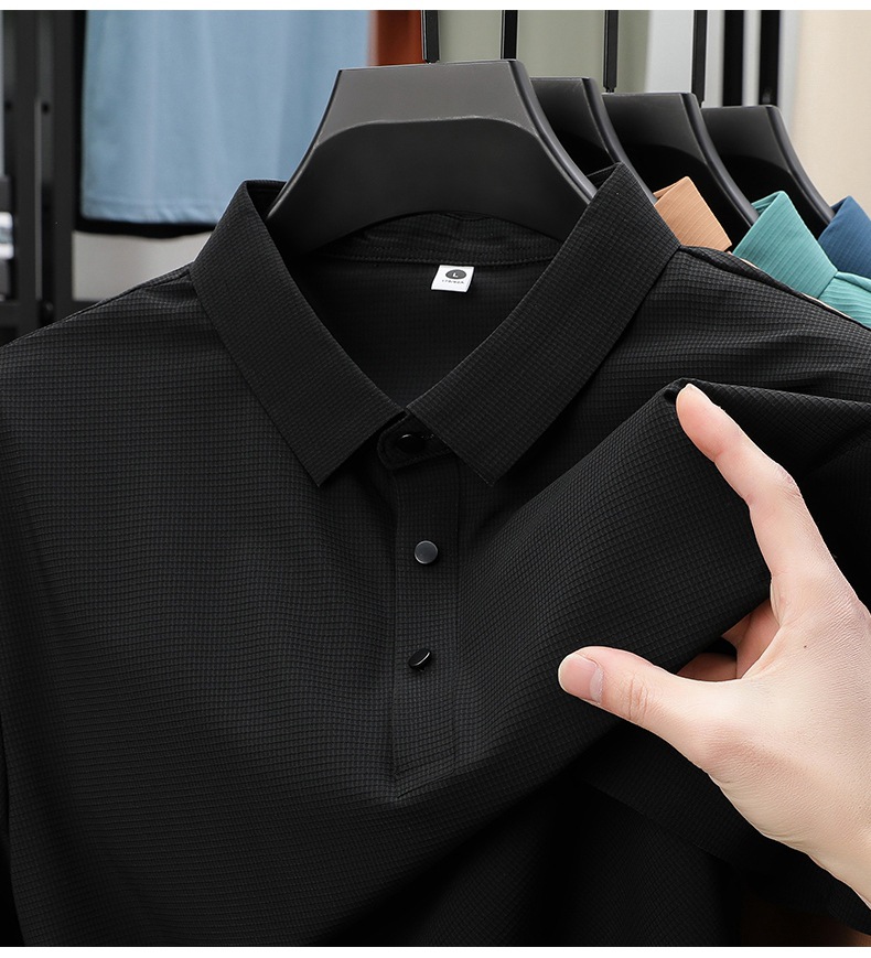 Ice Silk Polo Shirt Men Quick-dry Breathable Summer T-shirt_voghion.com