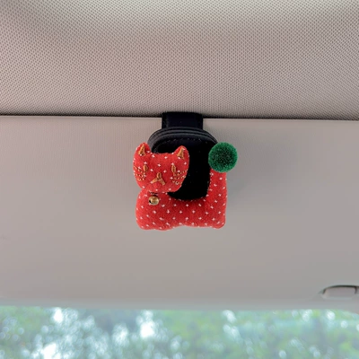 Cute New Bell-Shaped Cat Car Car Glasses Clip/Bill Clip - bell-cat-red-black-glasses-clip