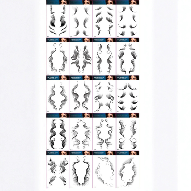 Factory Customized bangs stickers water transfer printing tattoo stickers black hair stickers water transfer tattoo stickers eyebrow hair stickers bangs