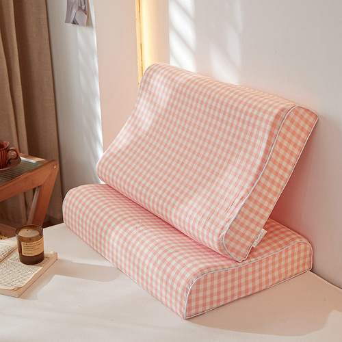 All-cotton Color-woven Washed Cotton Latex Pillowcase, Pure Cotton Pillowcase, Single Person Latex Pillowcase, Cross-border Bedding, Children's Pillowcase