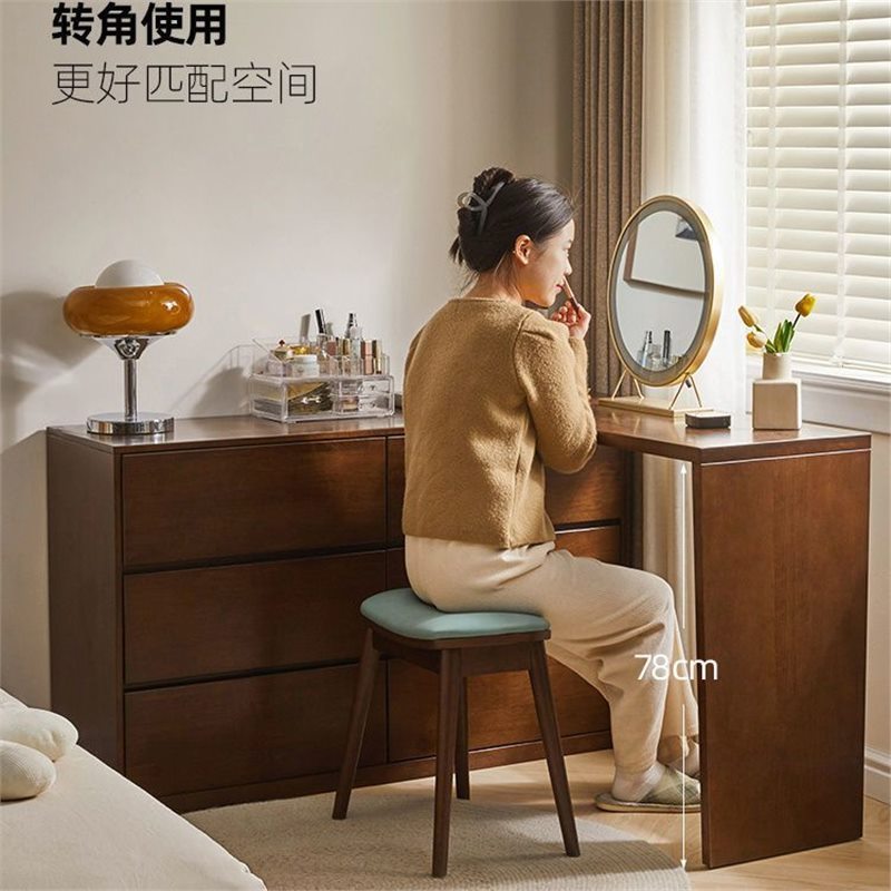斗柜梳妆台一体卧室现代简约化妆桌床尾收纳柜化妆台转角书桌实木|undefined