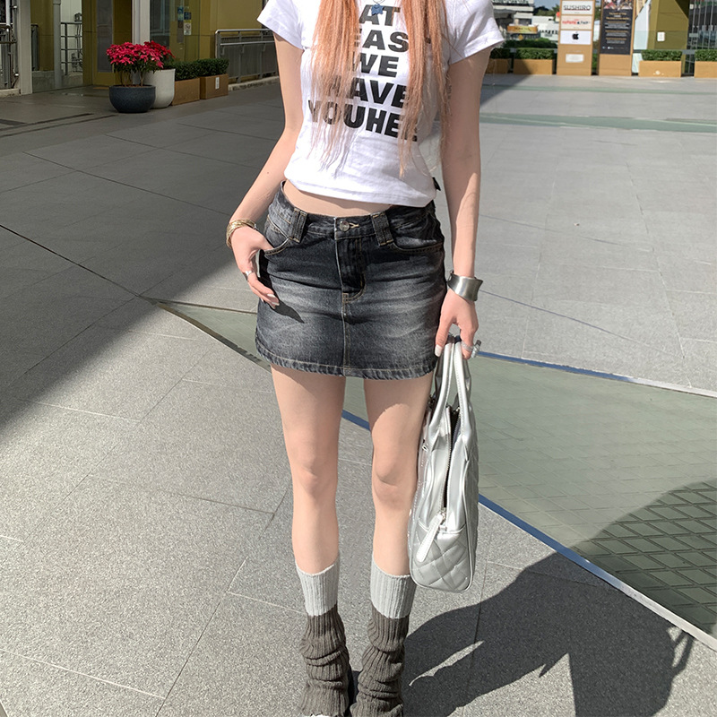 稚橘欧美ins风辣妹牛仔短裙主图
