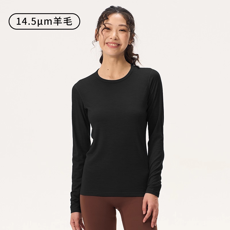Jiuyi 14.5μm Merino Wool Quick-Drying Clothing Women's Long-Sleeved Outdoor Thermal Underwear Hiking Mountaineering Skiing T-Shirt