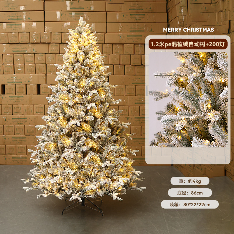 Nuevo árbol de Navidad pe blanco transfronterizo flocado árbol automático de nieve gran decoración de Navidad decoración de decoración