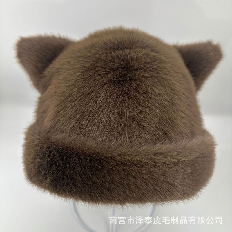 小精灵可爱小熊耳朵毛绒帽女冬季保暖减龄护耳帽百搭套头帽小香风|undefined