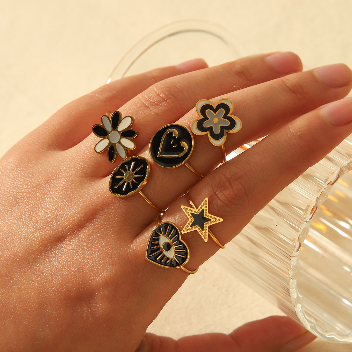 Adjustable Ring Classification Wholesale Jewelry Elegant Cute Star Heart Shape Fish 304 Stainless Steel Adjustable Ring