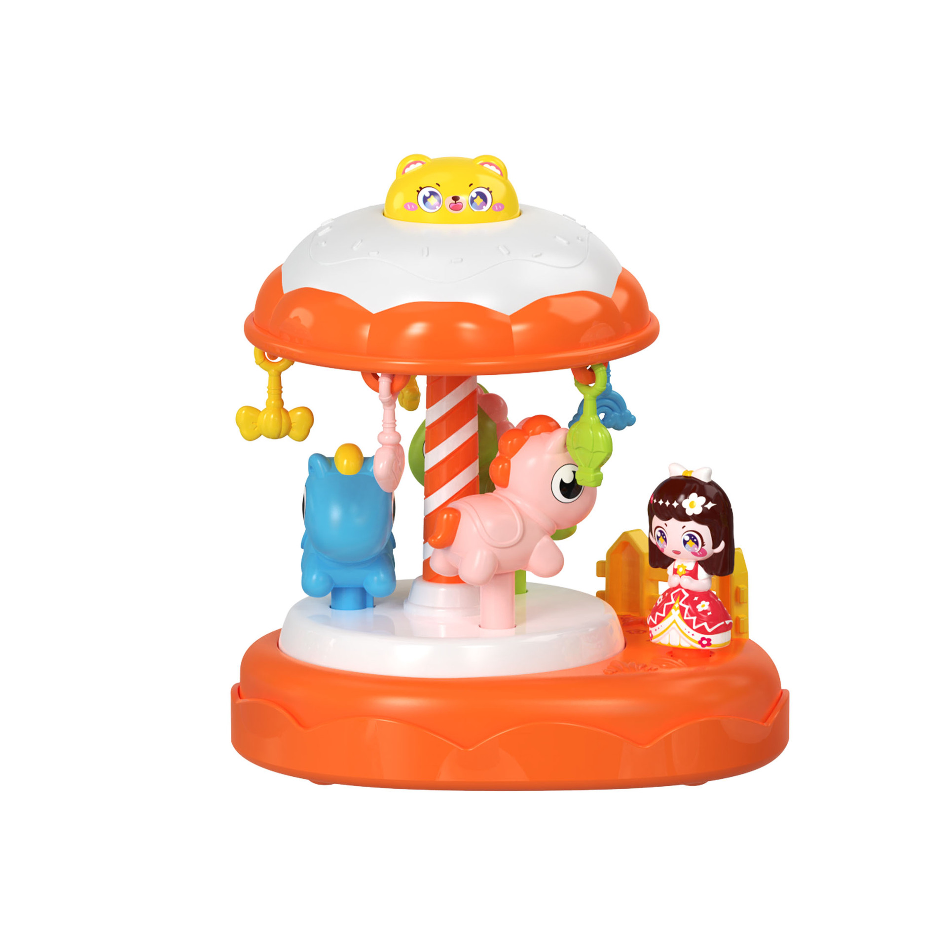 Juguetes de fantasía de carrossel encadenados con luces giratorias para niños niñas regalos adornos de mesa juguetes de dibujos animados