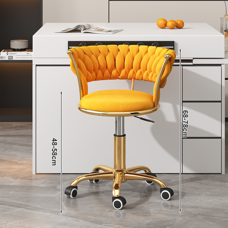 Silla de computadora de lujo ligera para niñas dormitorio confortable silla de elevación giratoria silla de manicuras silla de pollas silla de bar de maquillaje image 11