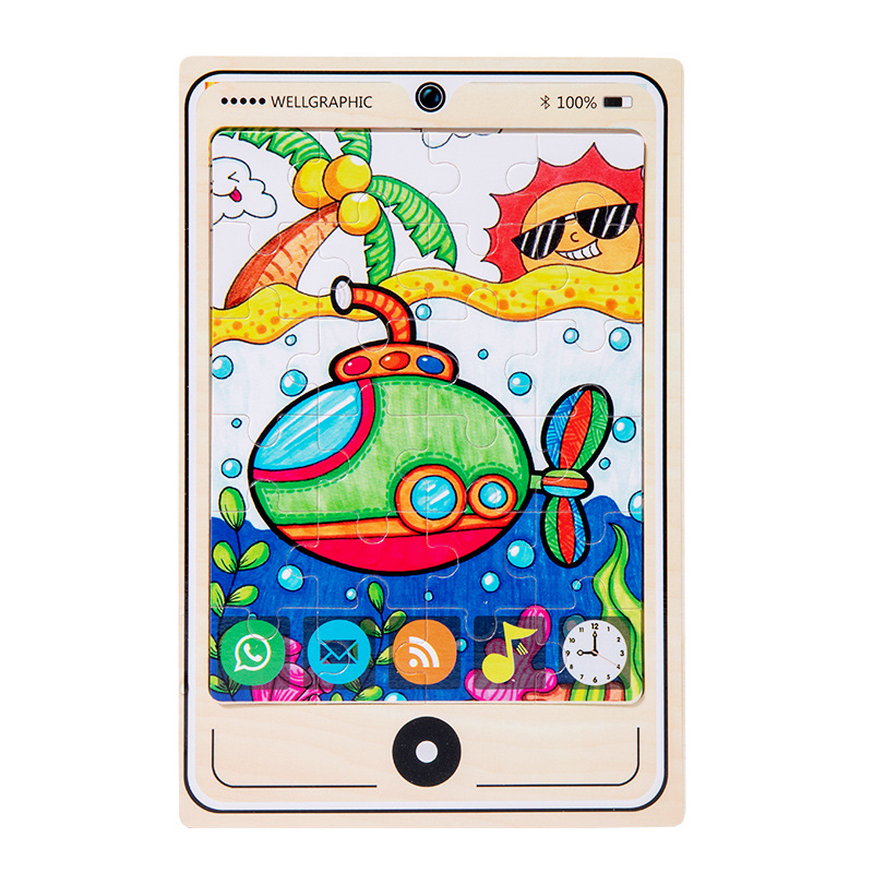 Madera 22 modelos de teléfonos móviles rompecabezas dibujos animados para niños rompecabezas plano de madera educación temprana para bebés juguetes intelectuales útiles