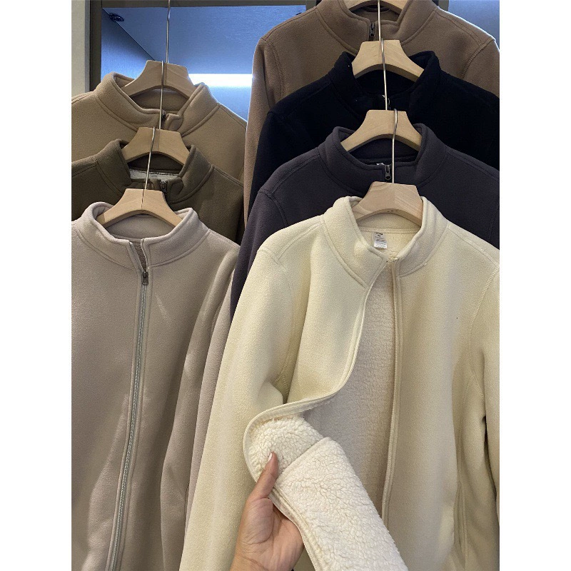 Остров одиночный ~ Неотвергаемый теплая Пара двухслойная Ретро флисовая куртка с воротником из овечьего флиса пальто