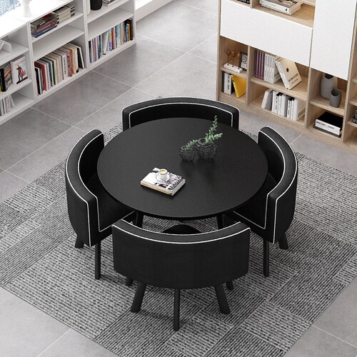 A simple and elegant business negotiation, reception table and chair set, consisting of one table and four chairs, office and leisure meeting round table, milk tea shop, personalized design