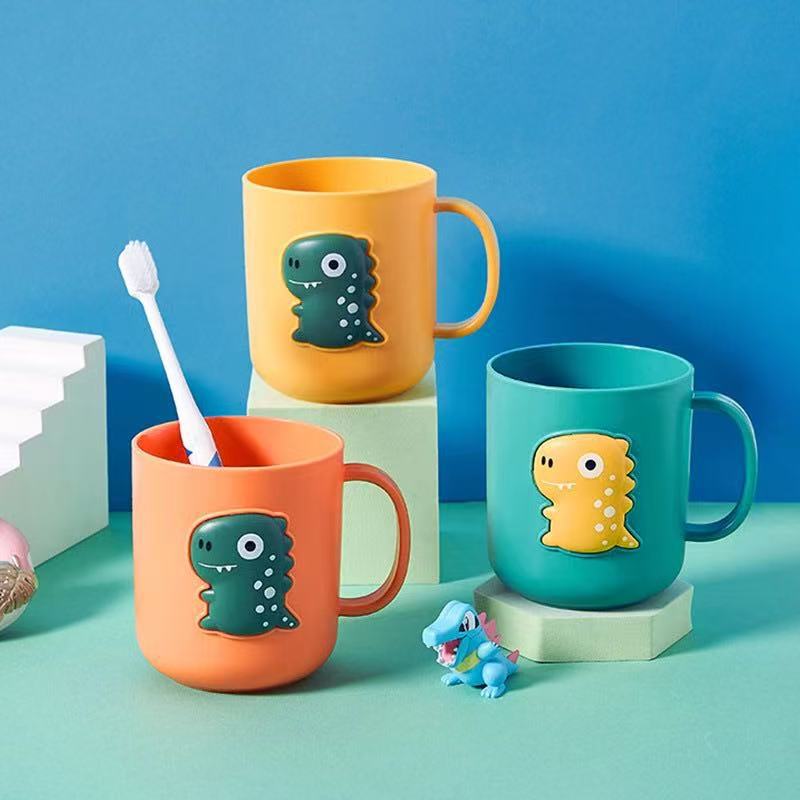 Cepillo de dientes 3D con diseño de dinosaurio, adorable vaso de enjuague bucal con dibujos animados, creativo, para hombres, mujeres y niños, estilo nórdico._voghion.com