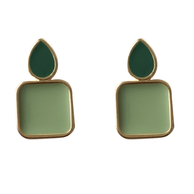 Creative Geometric Small Square Drop Oil Contrast Color Earrings display picture 9