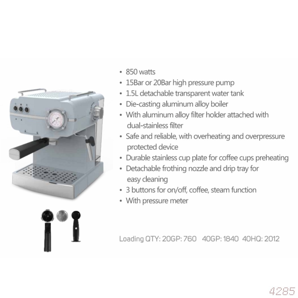 1.5L semiautomático cafetera italiana presión burbuja de leche oficina en el hogar cafetera de alta calidad exportación transfronteriza