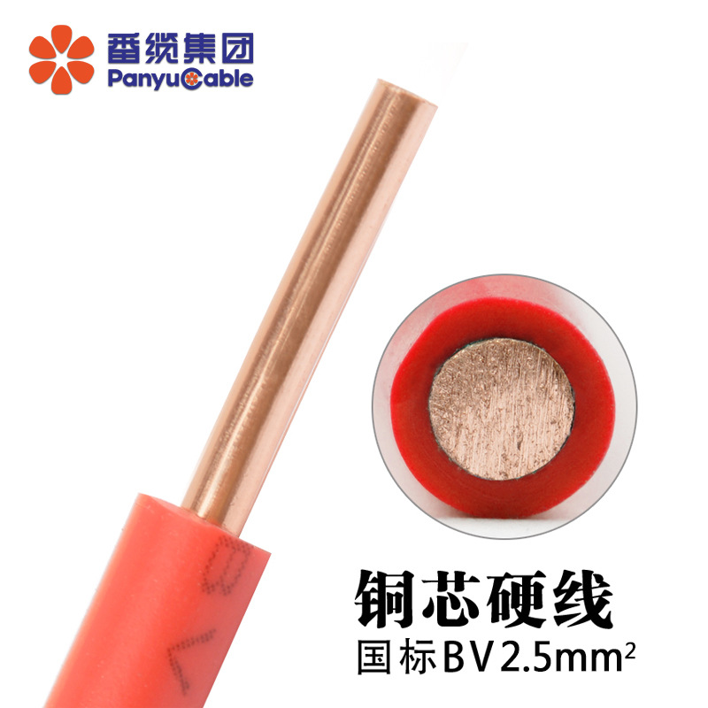 BV2.5平方电线铜线家装家用单股单芯线国标纯铜芯电缆线番禺