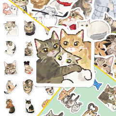 82枚のカラフルな猫と虫のかわいいステッカー、漫画の猫と動物のハンドブック、装飾的な携帯電話ケース、iPad防水ステッカー