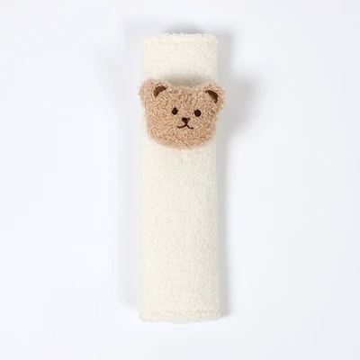 Car Safety Belt Protective Cover Seat belt shoulder pad - white-shoulder-patch-of-lamb-fleece-three-dimensional-khaki-bear-head