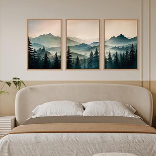 Hd Oil Painting Triptych Abstract Forest Scenery Mountain Forest Hotel Home Wall Art Canvas Spray Painting