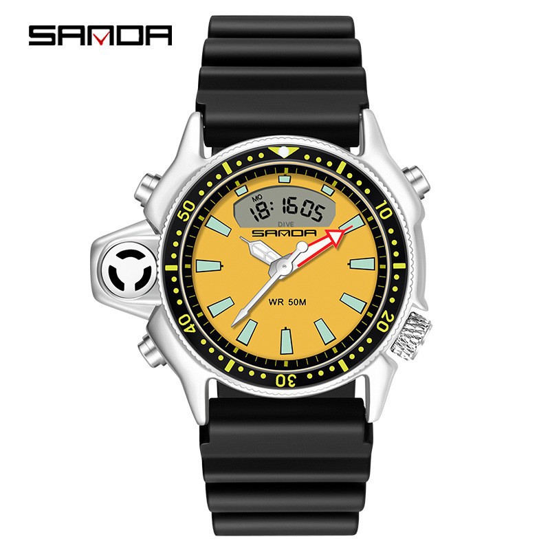 Sanda transfronterizo reloj de tendencia europea y americana reloj deportivo multifuncional al aire libre impermeable para jóvenes reloj electrónico