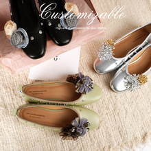 2025新款春夏源头平底浅口一脚蹬单鞋真皮复古低跟拼色玛丽珍鞋