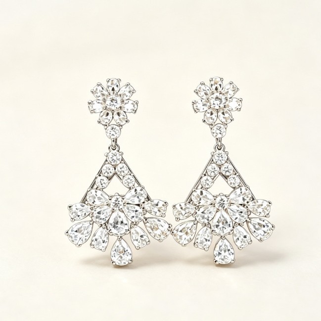 2026 New Model Heavy-Crafted Micro-Inlaid Colorful Zircon Wind Chime Earrings for Women, Three-Dimensional Petals, Slimming Effect for Round Faces, Earrings and Jewelry