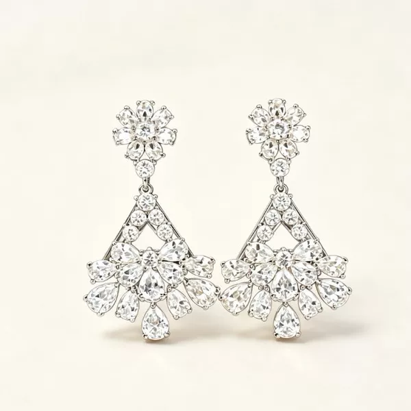 2026 New Model Heavy-Crafted Micro-Inlaid Colorful Zircon Wind Chime Earrings for Women, Three-Dimensional Petals, Slimming Effect for Round Faces, Earrings and Jewelry