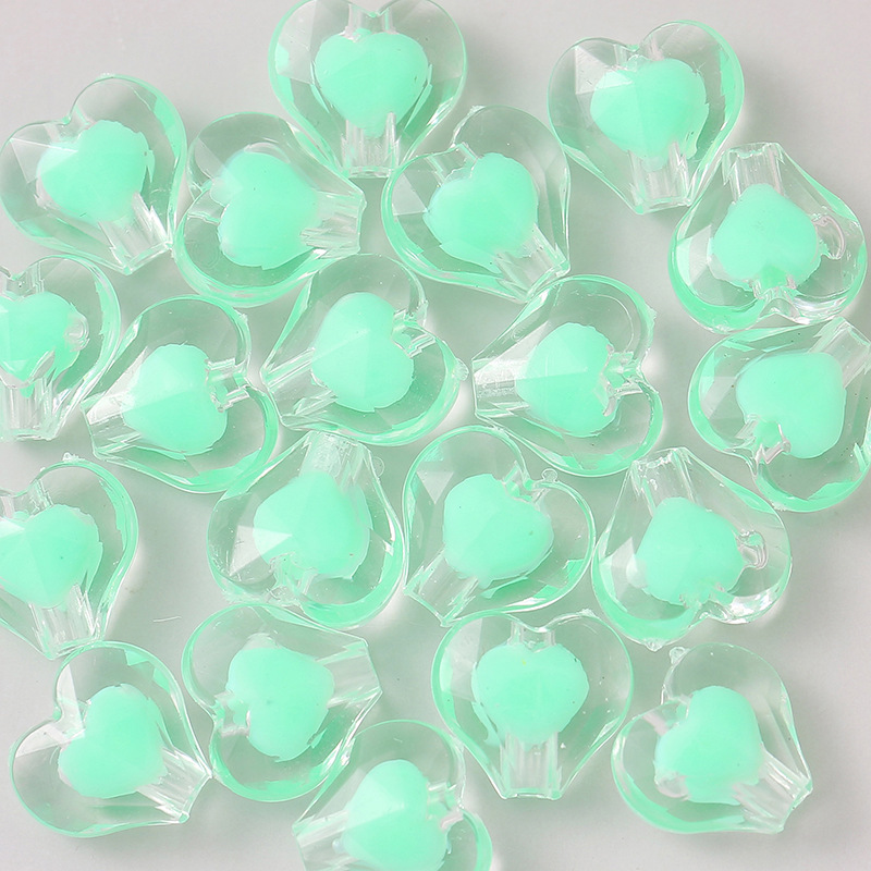 11x12mm cuentas de amor de color interior acrílico transparente cuentas de corazón de桃ar joyas DIY cuentas de collar de pulseras
