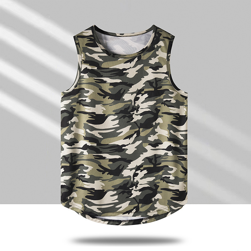Europa de tamaño transfronterizo de verano chaleco de secado rápido hombre camiseta de base de hombro amplio hombre camiseta suelta sin mangas camiseta deportiva de moda image 1