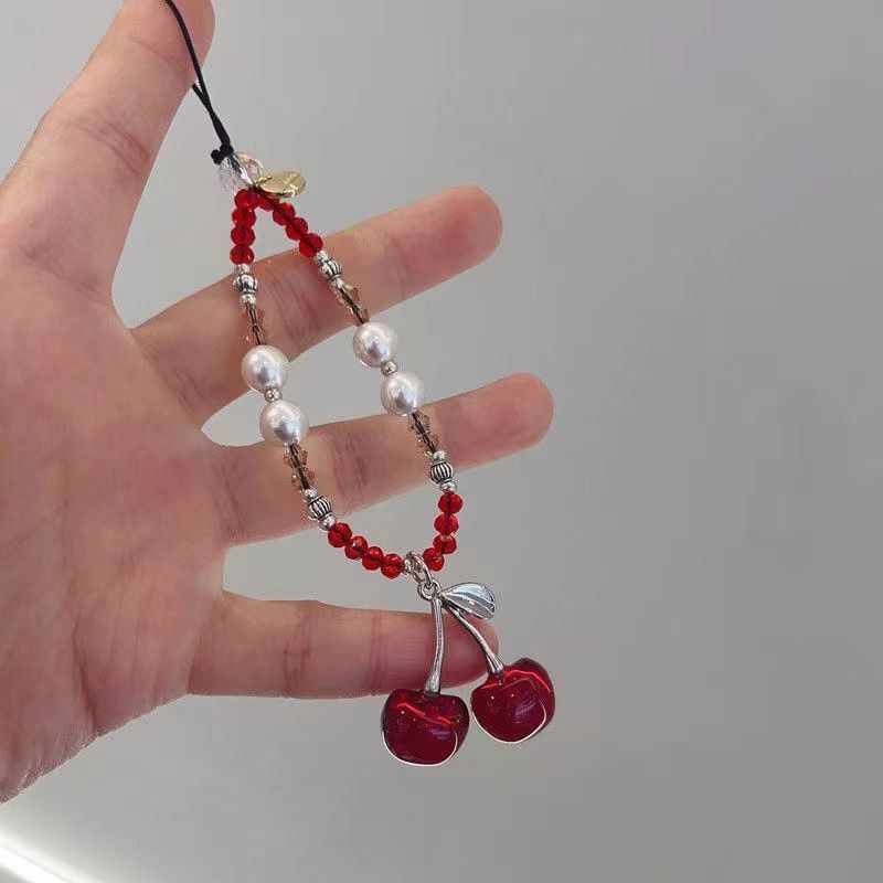 1 Piece Quantity PVC, Plastic Material 1 Piece Sweet Cherry PVC Plastic Mobile Phone Chain