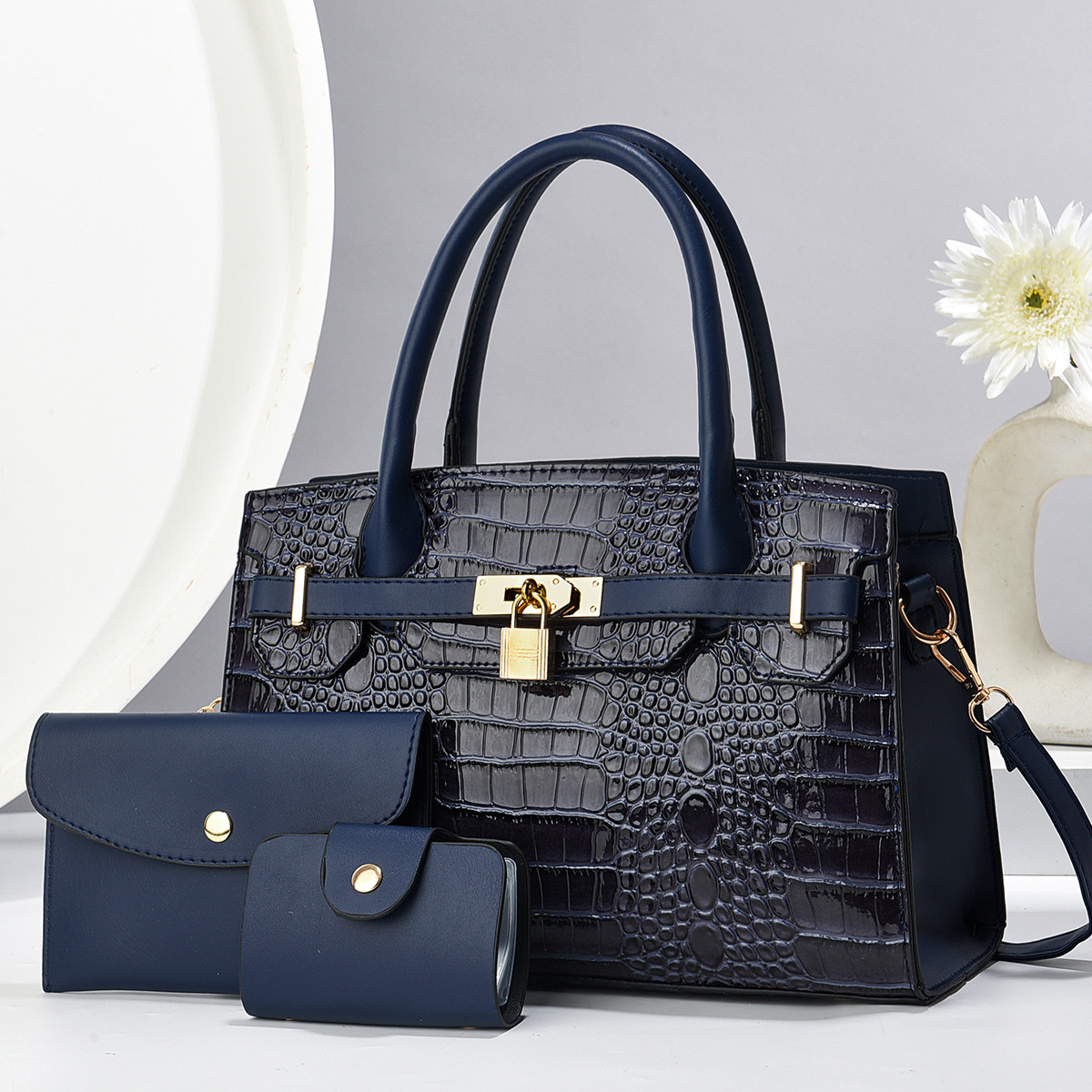Taizhou bolso de mujer bolso de mano bolso de madre e hijo bolso de tres piezas con patrón de cocodrilo bolso de mensajero de un solo hombro bags
