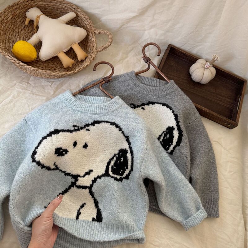 Boys Knitwear Kidsren's Autumn and Winter Clothing 2025 New Round Neck Letter Printed Knitwear Baby Boy Puppy Bottoming Shirt
