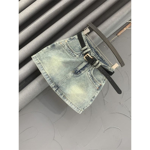 American Retro Hot Petite High-Waist Denim Short Skirt Women's Summer New Slimming Word Buttock Skirt Short Skirt