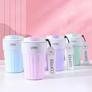 Internet Celebrity New Women's Thermos Cup High Color Value 304 Stainless Steel Simple Water Cup Portable Car Office Coffee Cup
