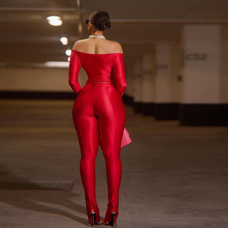 Damen Jumpsuit Schulterfrei Mit Hoher Taille Enges Sportset_voghion.com