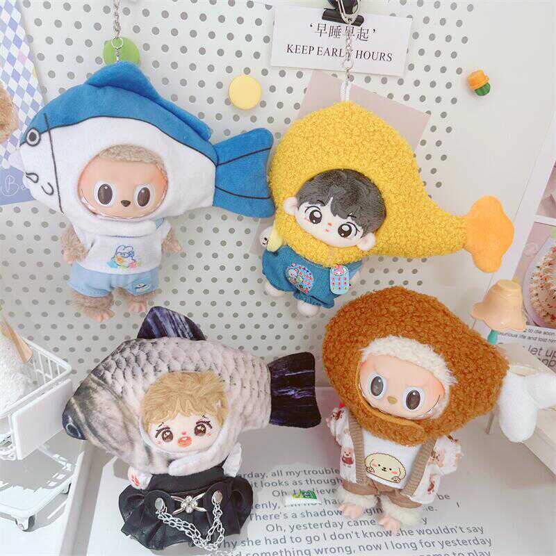 Cotton Doll 10cm Doll Clothes 15cm Plush Hood Hat Salted Fish Crucian Carp Chicken Leg Shrimp Pendant Cotton Doll 10cm Doll Clothes 15cm Plush Hood Hat Salted Fish Crucian Carp Chicken Leg Shrimp Pendant